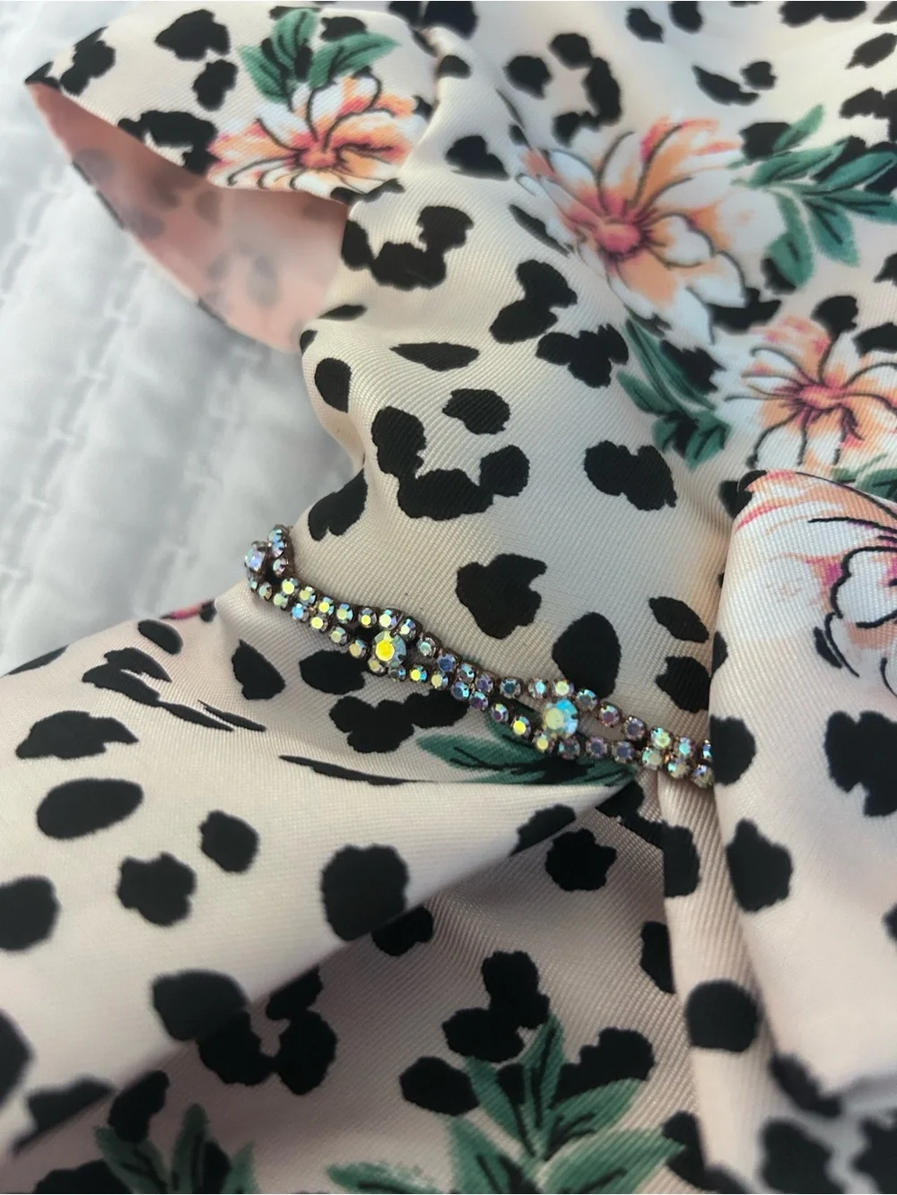 Rare Editions Pink Floral & Black Spot Tie-Back Dress. Size 3T